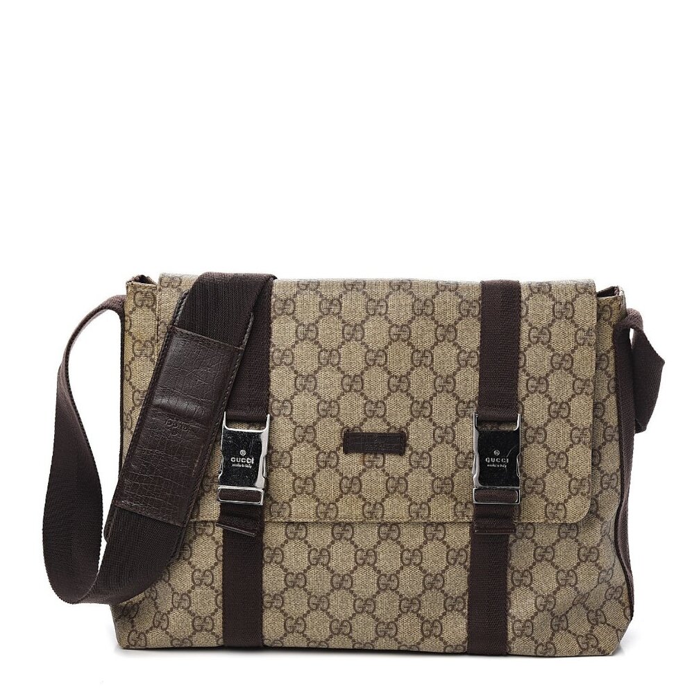Authentic Gucci GG Supreme Web Canvas Sherry Messenger Bag Monogram Flap Tote - Picture 5 of 15